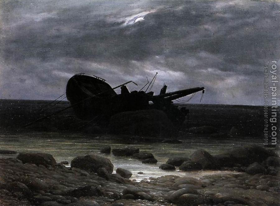 Caspar David Friedrich : Wreck In The Moonlight